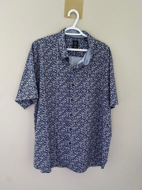Michael Strahan Slim Fit Floral Print Short Sleeve Button Up Shirt XXL